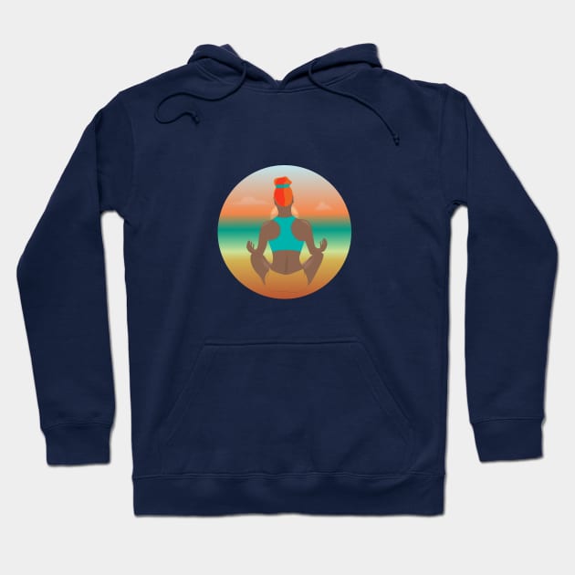 Serene Seascape: Girl Practicing Yoga by the Ocean Hoodie by HelenSokolovaDesign